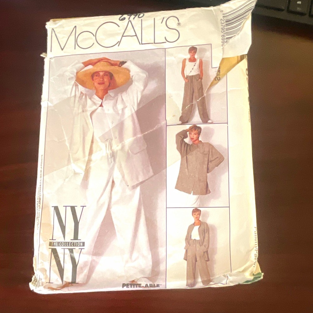 McCalls NY 6990 Vintage 90s Women Jacket Top Pants Sewing Pattern Size 4 6 8